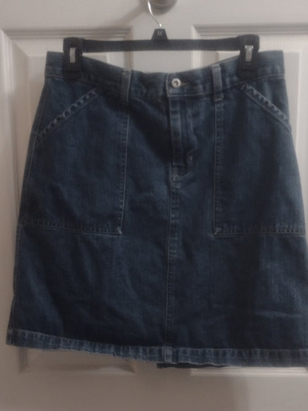 I. e denim A-line skirt. Medium wash.  Four pockets. Size 6.